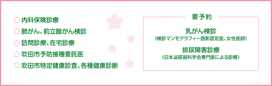 さくら診療所 吹田市青山台の内科 放射線科 内科一般 予防接種 生活習慣病